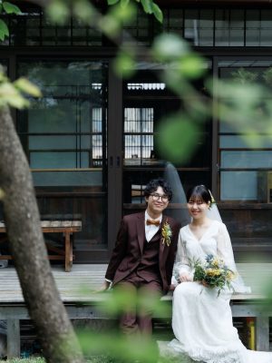 古民家フォトウエディングプラン　家族婚　ウエディングドレス　板垣フォトウエデプラン